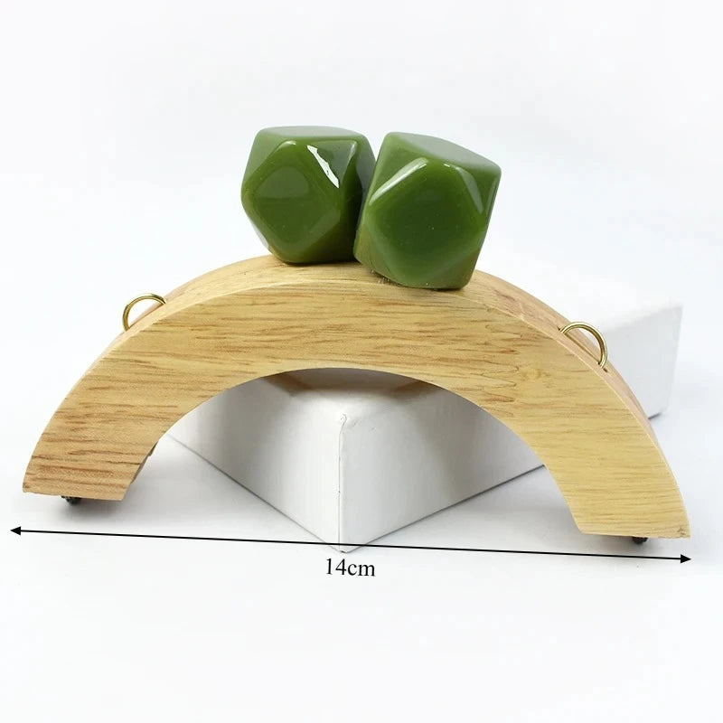 1Pc 14cm Mini Wooden Bag Handle Colored Beads Purse Frame Kiss Clasp Wallet Clourse Clip DIY Handmade Bracket Bags Accessories