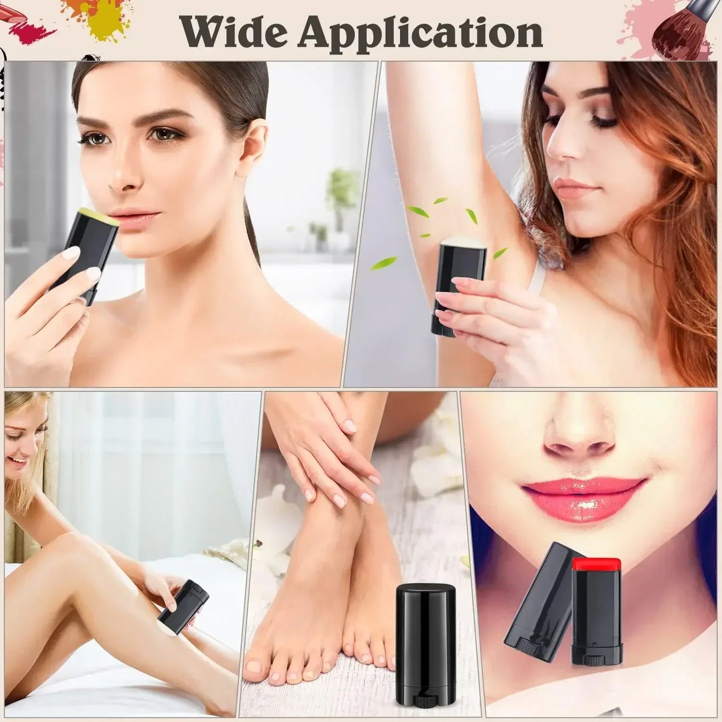 50pcs 15g Plastic Oval Lip Balm Tubes Travel Deodorant Containers Perfume Homemade Solid Lotion Portable Makeup Lipstick Tubes