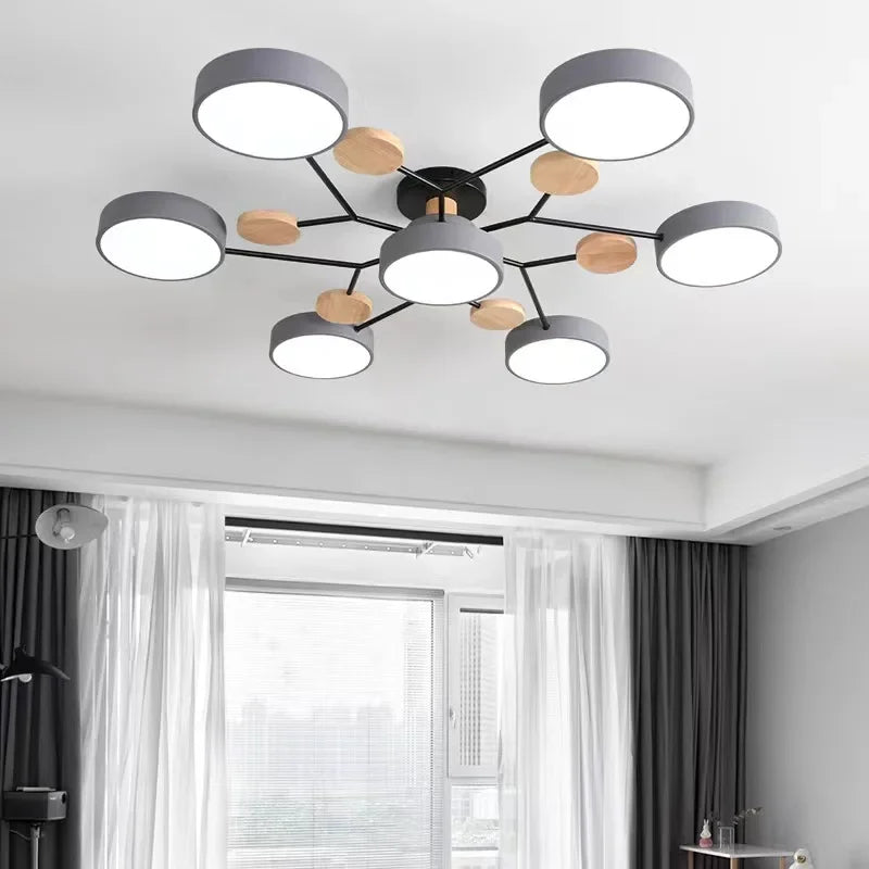 Retro Nordic Minimalist Four Head Six Head Restaurant Lighting Living Room Bedroom Lighting Room Ceiling Light Cross border
