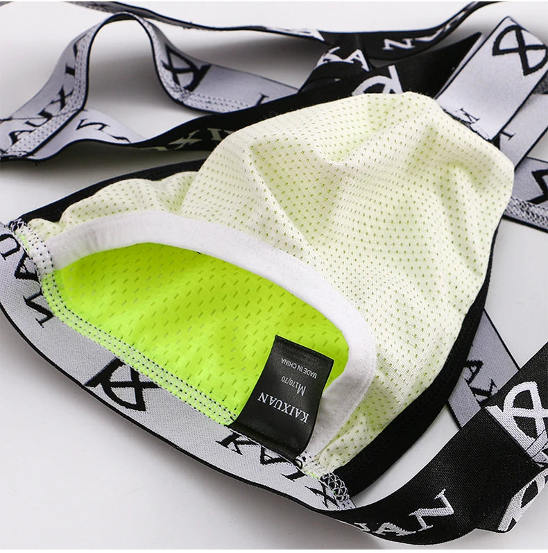 Kaixuan Jockstrap Gay Men Underwear Sexy String Tanga Hombre Cuecas Masculinas Cotton Breathable Thong Penis Pouch