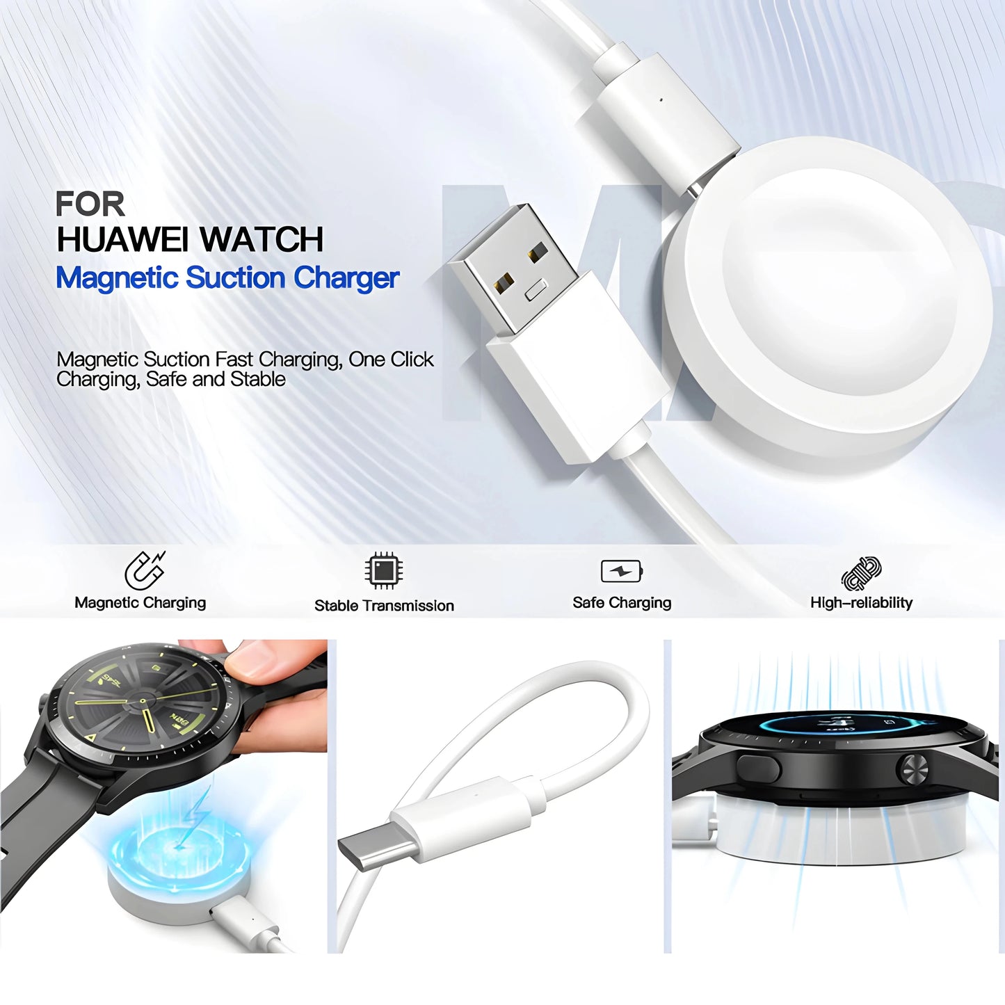 Magnetic Wireless Charger For Huawei Watch 4 GT4 GT3 USB Fast Charging Cable For Huawei Watch 3pro GT Runner GT2 PRO Charger