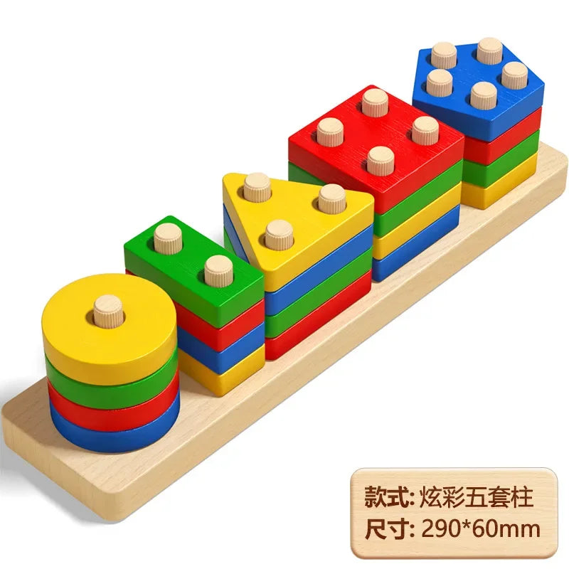 Montessori Wooden Sorting Stacking Toys Puzzle for Toddlers and Kids Preschool Fine Motor Skill Toy for 1 Years