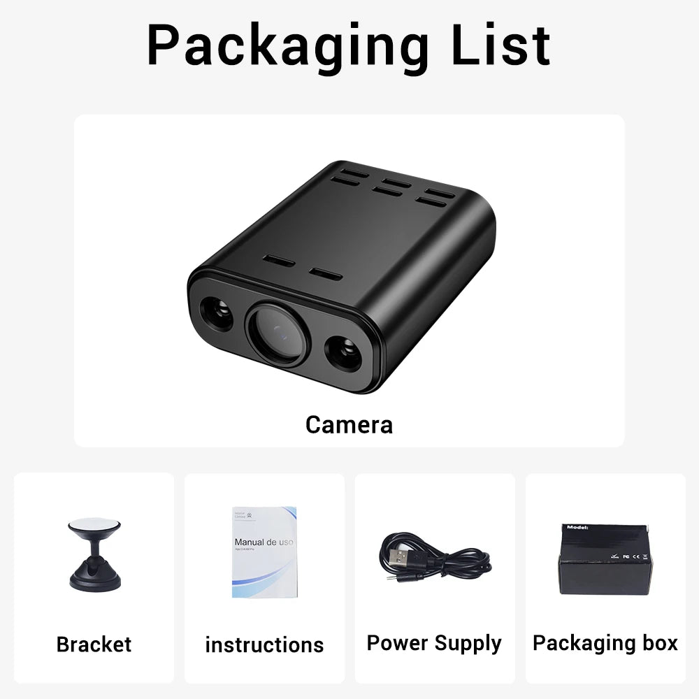 PEGATAH 5MP HD Mini WIFI Body Camera Built-in Battery Human Tracking IP Remote Monitoring IR Night Vision Protable Camcorders