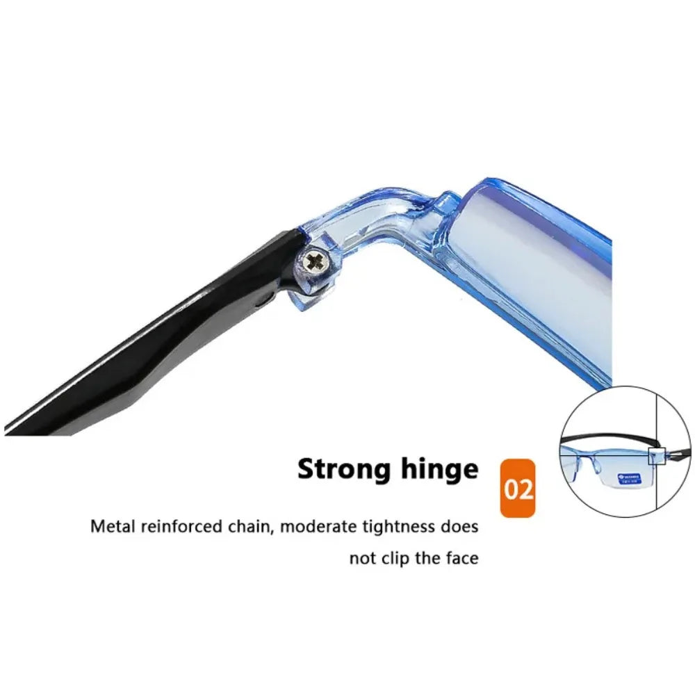 Smart Automatic Zoom Reading Glasses Rimless Optical Presbyopia Eyewear Spectacle Radiation Protection Computer Goggles Unisex