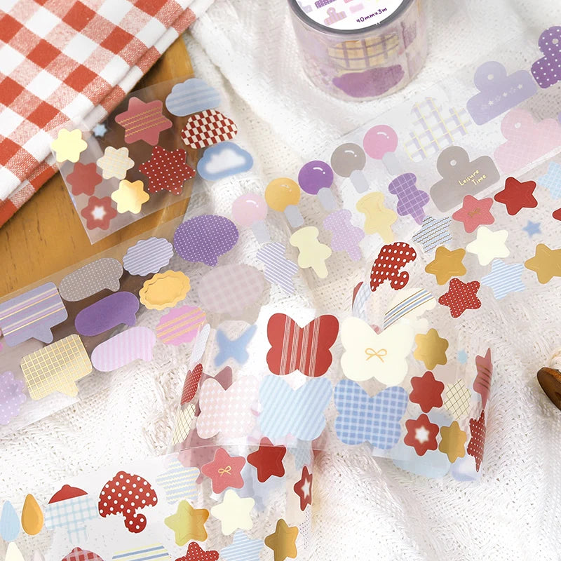40mm * 300cm Kawaii Ins Basic Geometric Pattern Die Cutting Stickers Creative Handbook Decoration DIY Diary Scrapbook Supplies