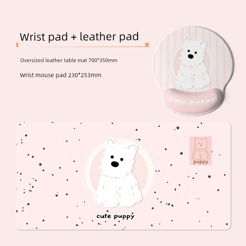 Huixiang Puppy Mouse Pad Oversized Girl Good-looking Office Computer Keyboard Desktop Station Table Mat Cute