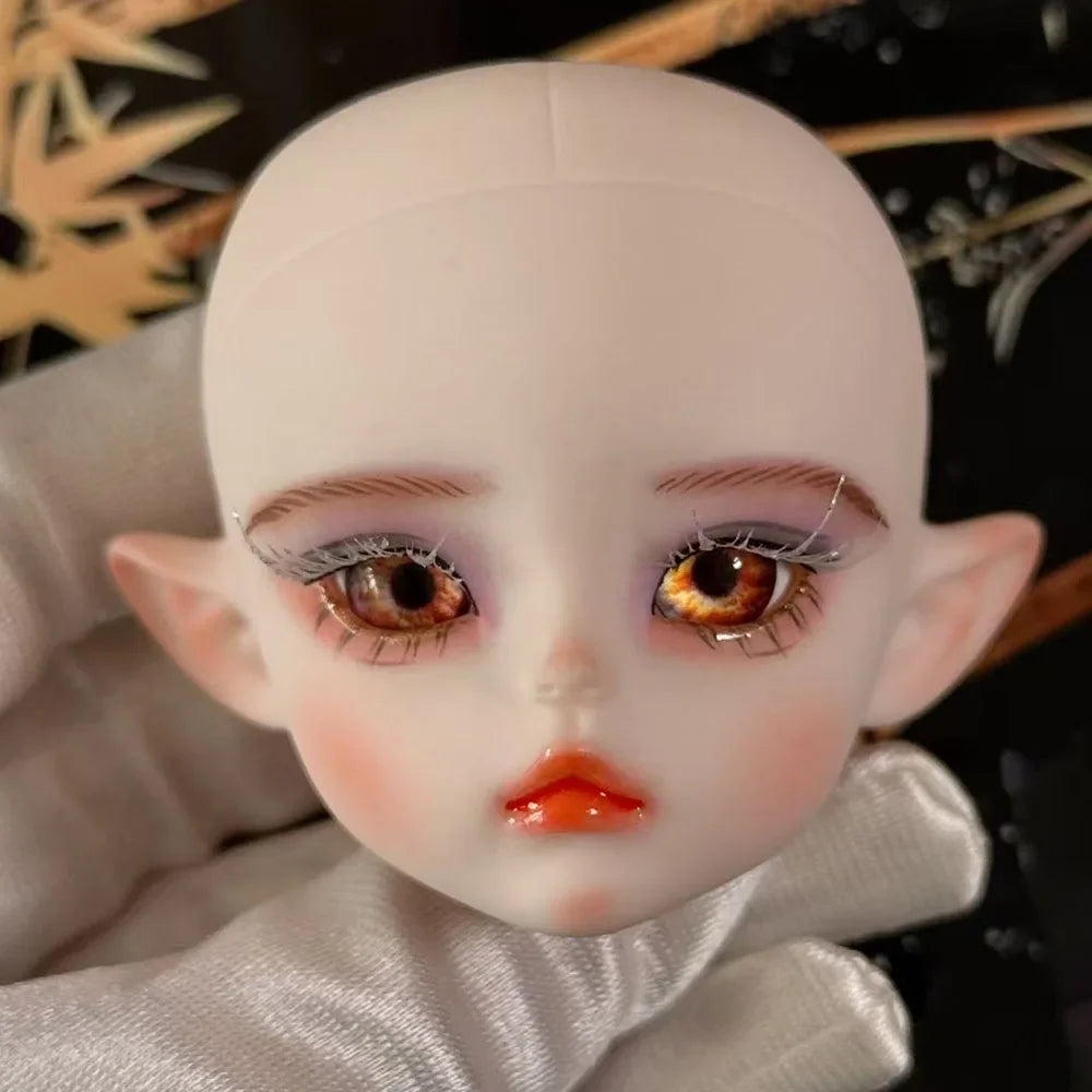 Cute 1/6 BJD Doll Head Handmade Elf Makeup Dolls White Eyelash 30cm Doll Kids Toy Gift Dolls for Girls
