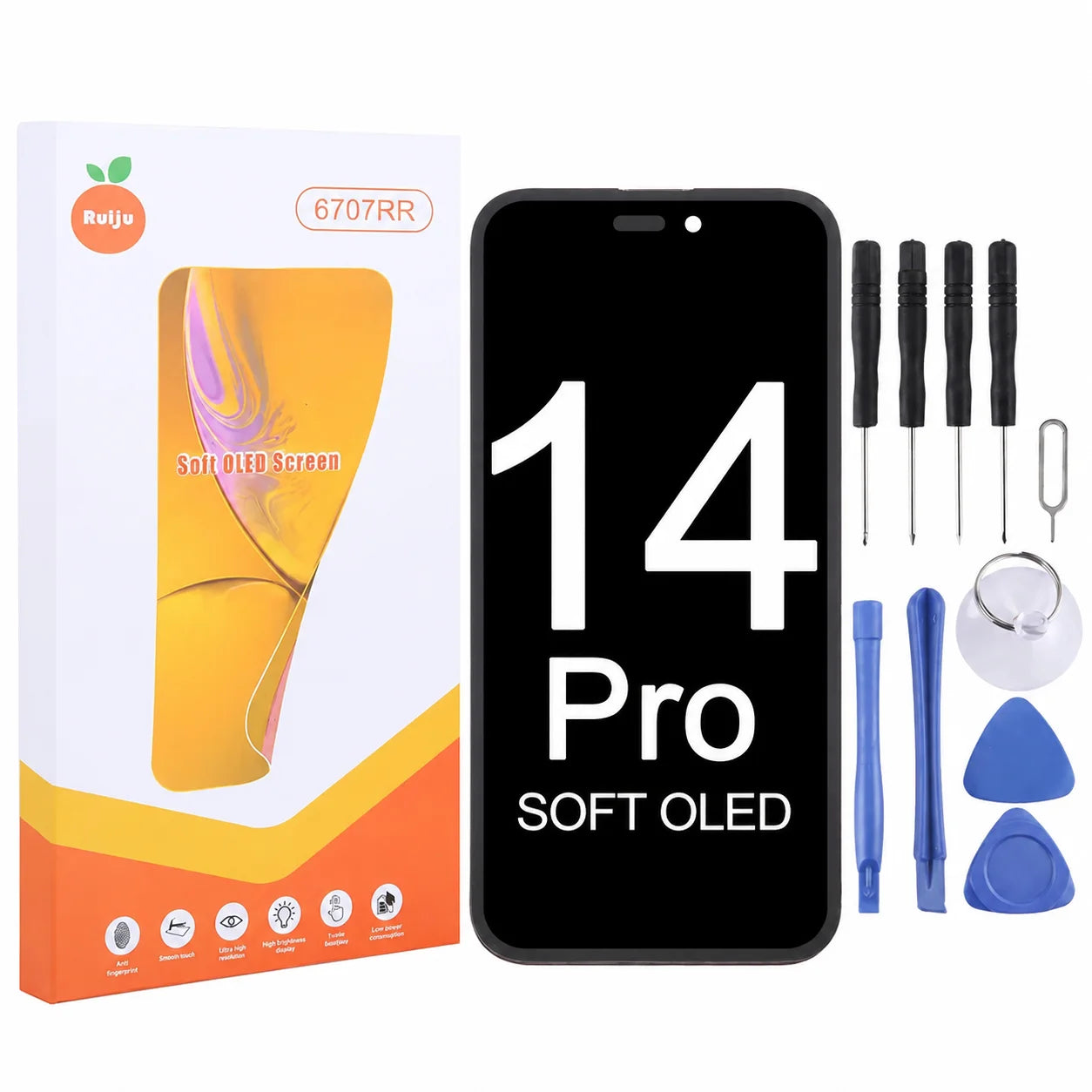RJ Flexible Soft OLED Display for Iphone 12 13 14 15 16 Pro Max Plus Screen Touch Digitizer Assembly