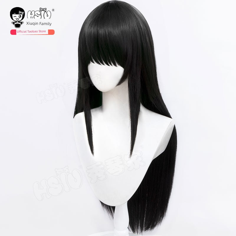 Xiuqin Family Sakamoto Daily Days Big Buddha Cos Wig Black Qi Broken Bangs Long Straight 80cm Clothes