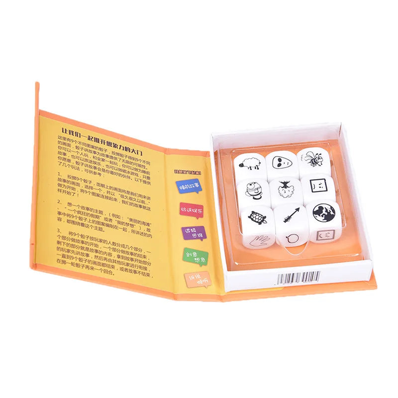 1Set Story Dice Puzzle Board Game Telling Story Book Family/Party/Friends Parents with Children Funny English Game