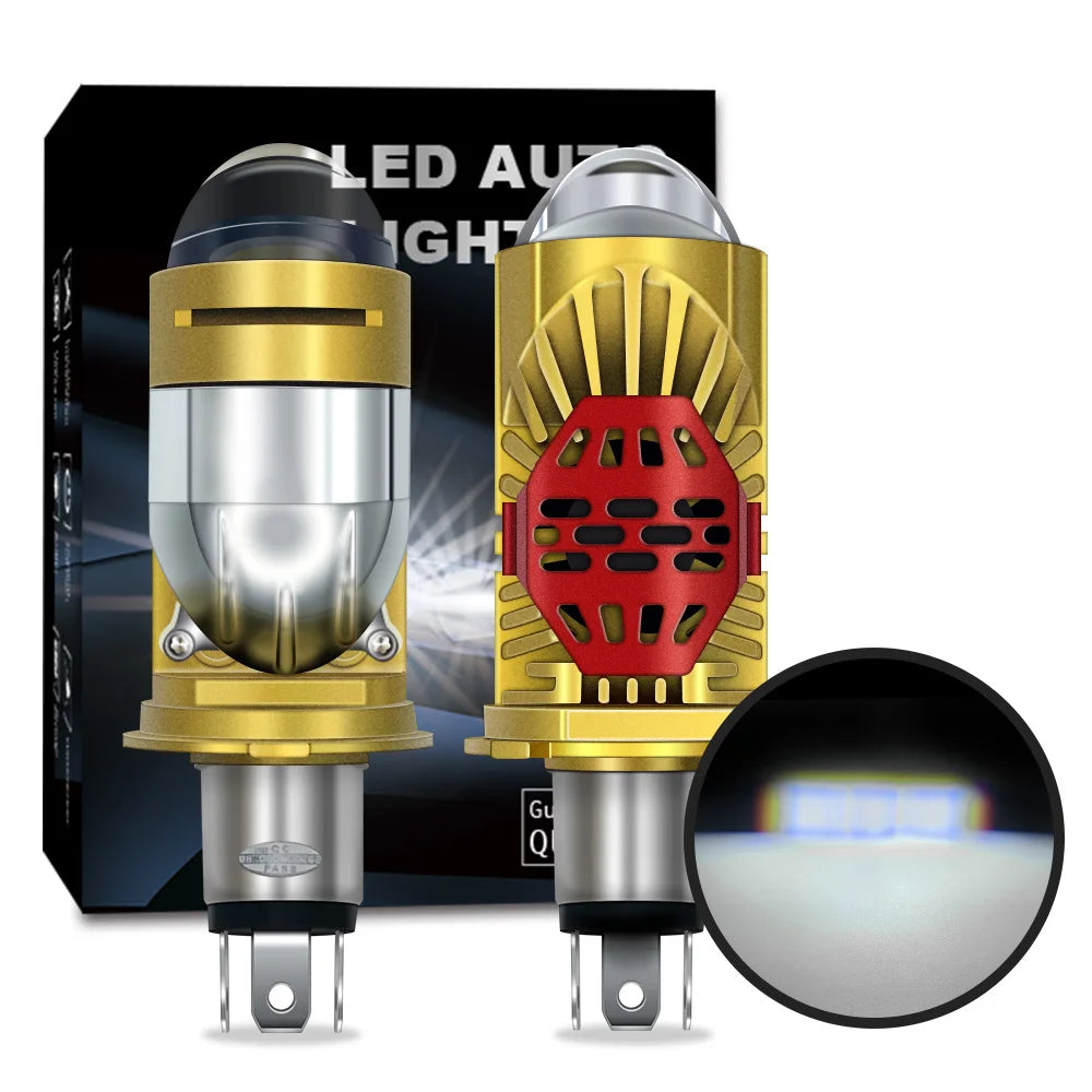 Stella Bi LED Lens Projector H4 Mini Bulb 110W Canbus 14000LM Easy Install Fan Cooling Lens Headlight For Car/Motorcycle 8-90V