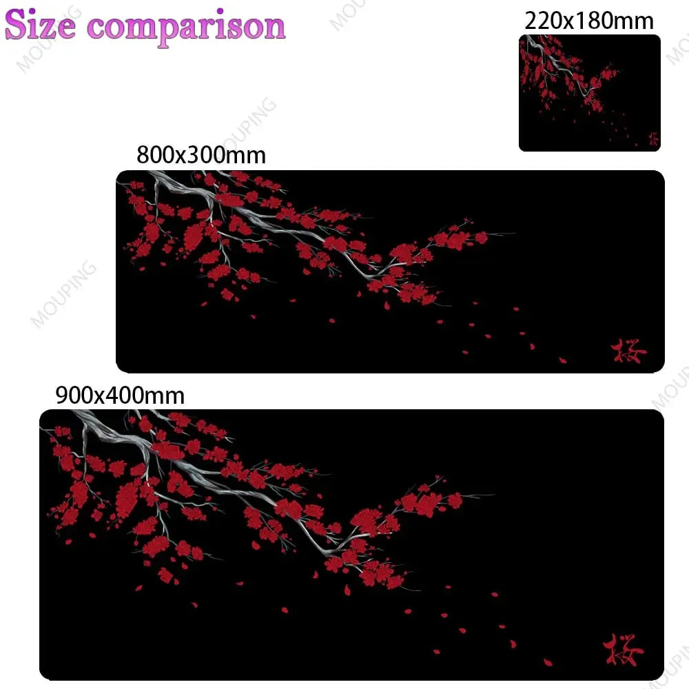 Japan Cherry Blossom Mouse Pad Gray Laptops Gaming Deskmat Sakura Mousepad Anime Office Carpet Gamer Keyboard Computer Desks