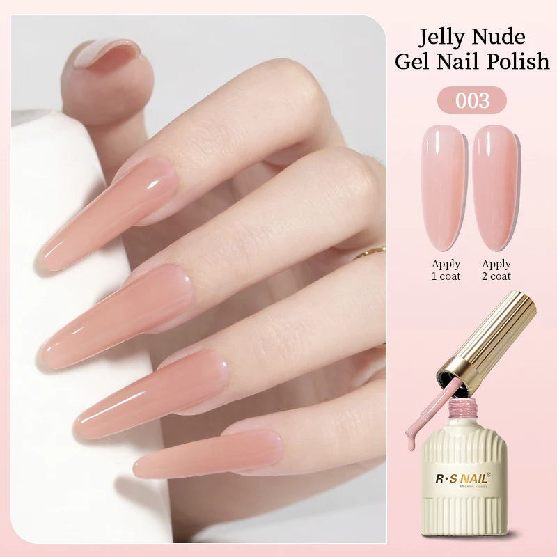 Nude Series Gel Nail Polish Soak Off UV LED Semi Permanent Jelly Nude Pink Gel Varnish Long Lasting Manicure Salon DIY Nail Art