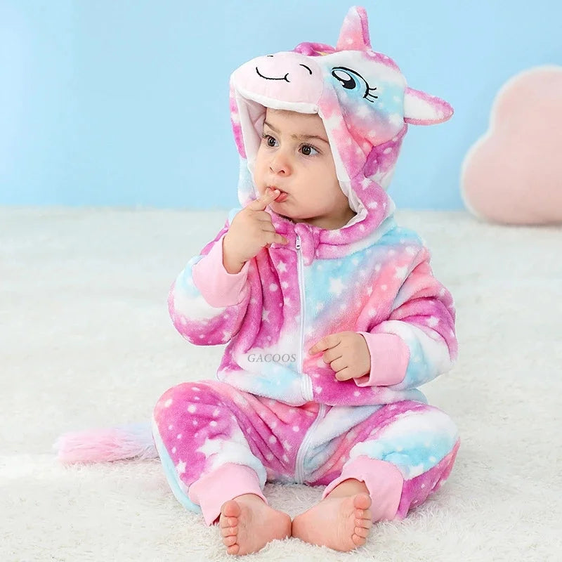 Baby Kigurumi Dragon Cow Monkey Animal Cosplay Costume Baby Girl Pajamas Winter Plush Jumpsuit for Toddler Boys 1 to 2 3 4 Years