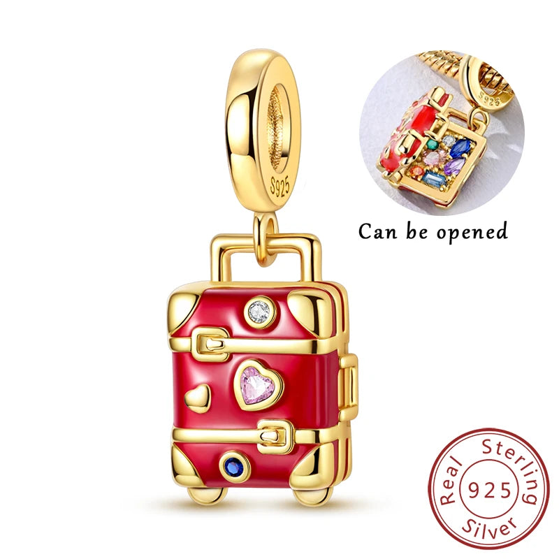 Original Charms Beads Pendant 925 Sterling Silver Red Polka Dot Doll Charms Fit Bracelet Necklace Pendant For Women Jewelry Gift