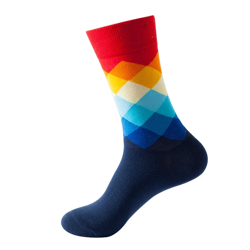 Classic Male Happy Cotton Casual Crew Socks Breathable Color Compression Funny Sox Business Dress High Quality  Socks for Men