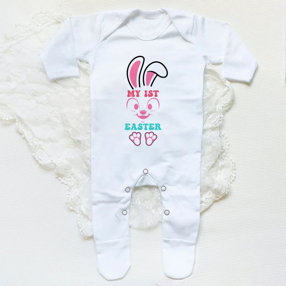 My First Easter Print  Baby Sleepsuit Newbron Babygrow Sleepsuit Baby Girl/ Boy Clothing Infant Easter Day Present  Bodysuits
