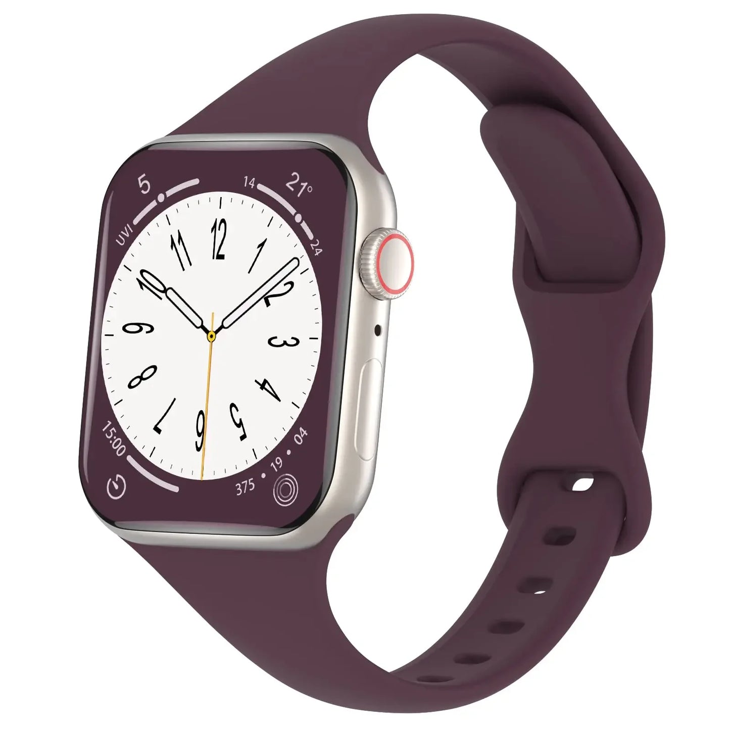 Thin Silicone Strap For Apple Watch 40mm 44mm 45mm 41mm 38mm 42mm Solid Color Strap Bracelet For IWatch Series 1 2 3 4 5 6 SE 7