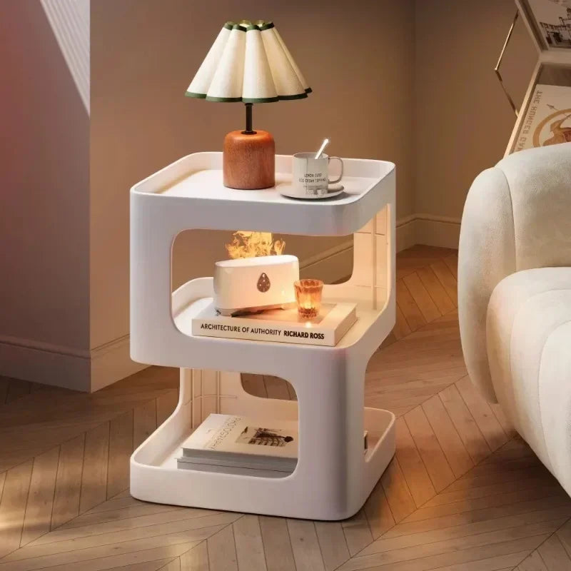 Light Luxury Sofa Table Solid Color Bookshelf Living Room Small Coffee Table Bedroom Simple Bedside Table Creative Computer Desk