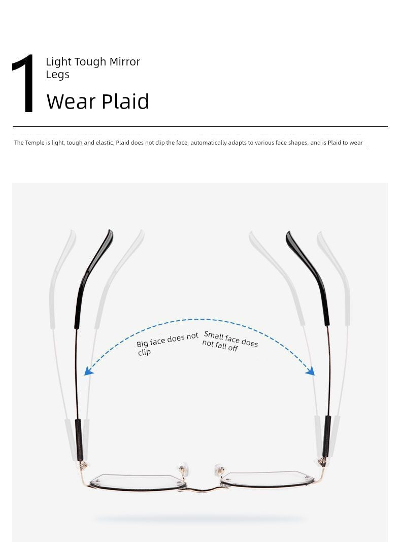 Frameless Business Color-Changing Reading Glasses Men Middle-Aged and Elderly HD Anti-Blue Ray Radiation Indoor and Outdoor Dual-Use Presbyopic Glasses