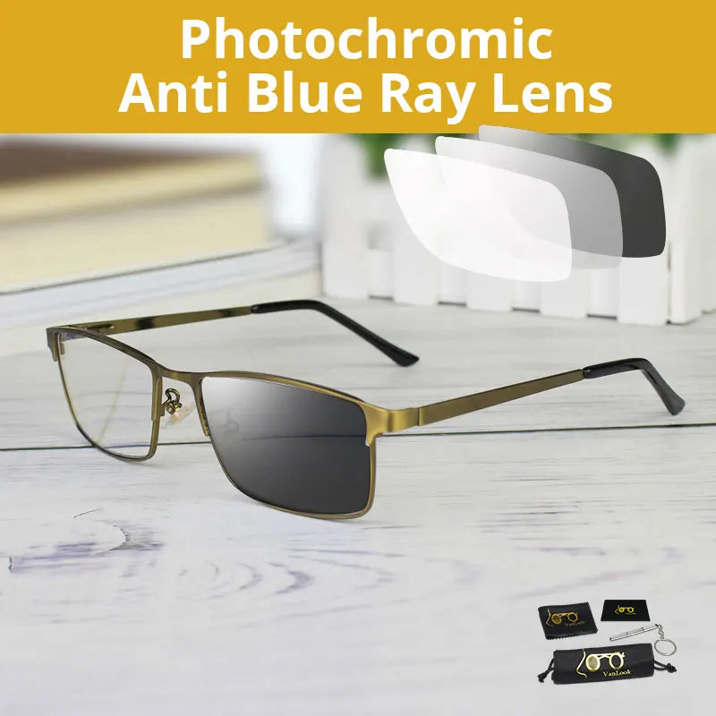 Photochromic Progressive Reading Glasses Multifocal Chameleon Sunglasses Men Women Anti Blue Ray For Computer Work Eyewear Frame