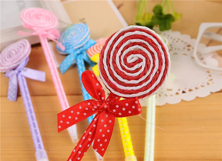 6 Piece Creative Lollipop Candy Ballpoint Pen Stationery