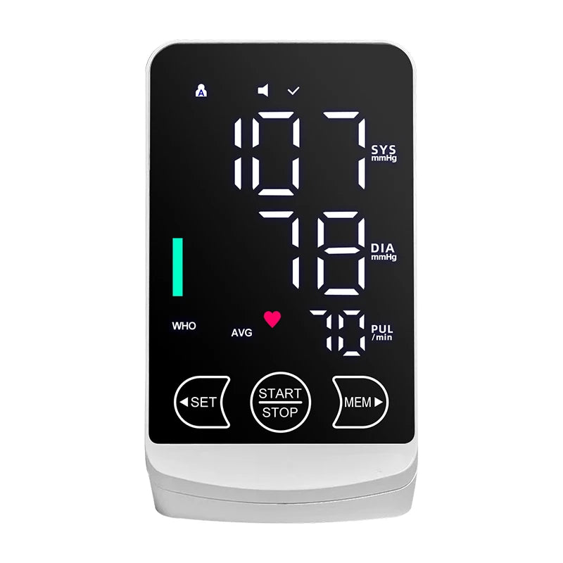 Large Display Screen Rechargeable Automatic Tonometer Arm Blood Pressure Monitor Digital Tensiometer English/Spanish Voice