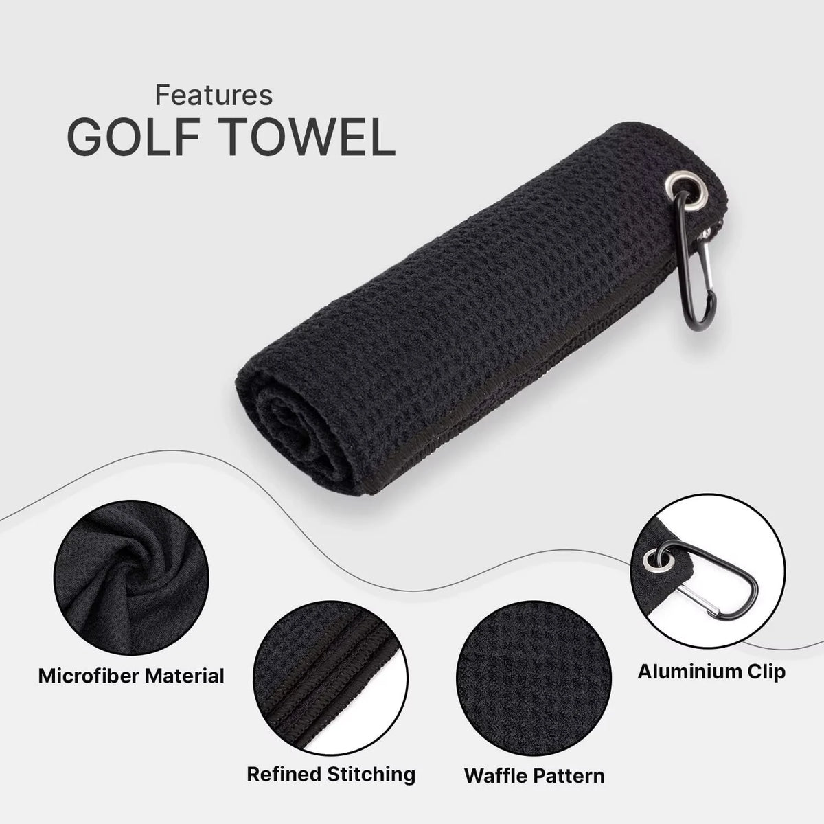 Golf Towel Microfiber Fabric For Golf Lovers Soft Absorbent Golf Club Cleaner Rag Clip Golf Accessories Golf Club Cleaning Towel