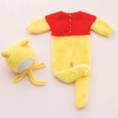 Newborn Bear Photography Set Onesie Baby Full Moon Home Photo Costume Studio Photography Props