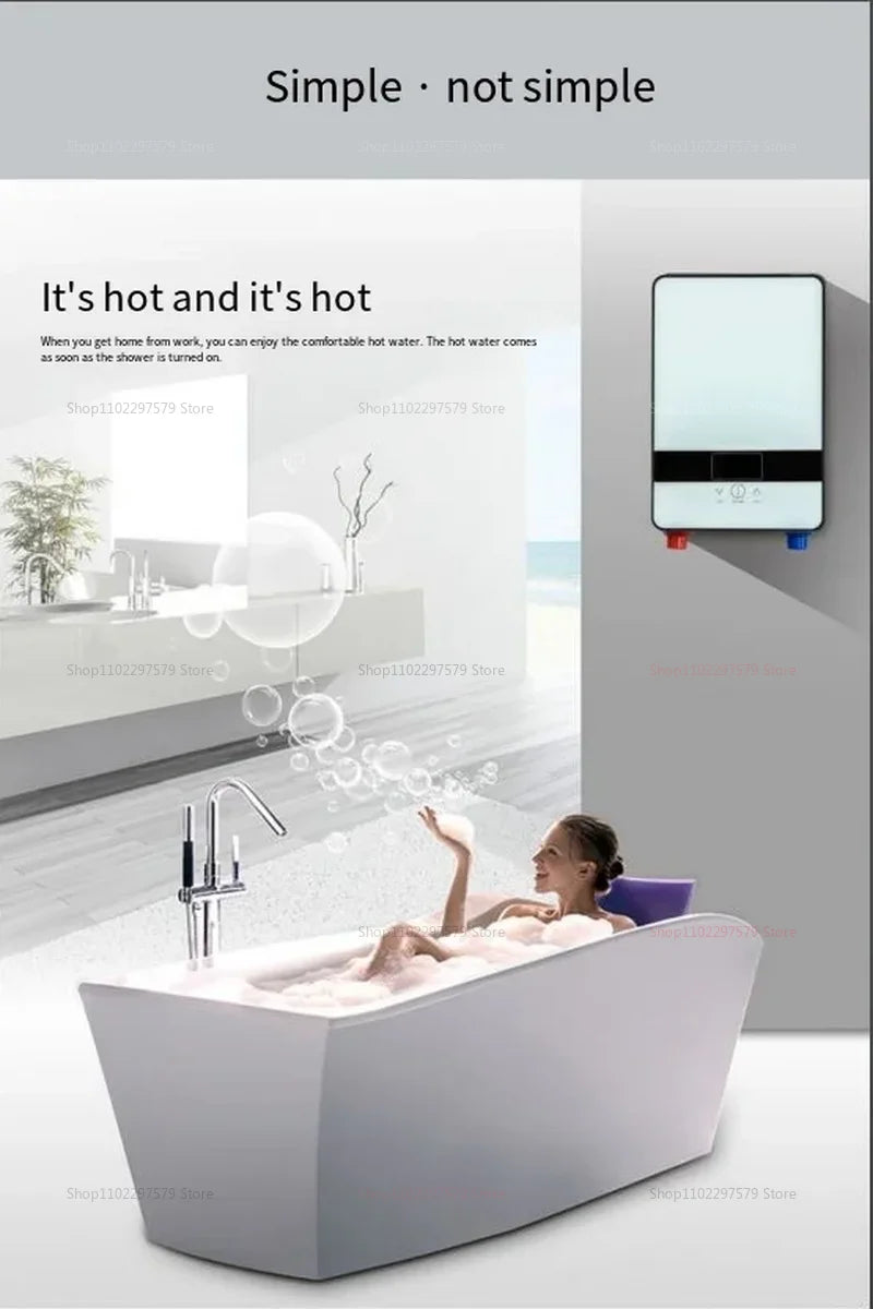 Portable Instant Electric Water Heater for Home Fast Heating Waterproof Kitchen Bathroom Compact Space-saving Safe Efficient