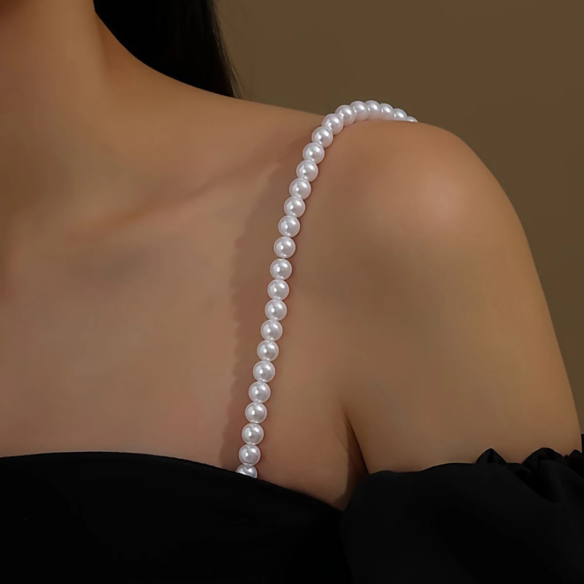 1 elegant vintage imitation pearl shoulder chain for women, suitable for party and banquet dresses as a body chain