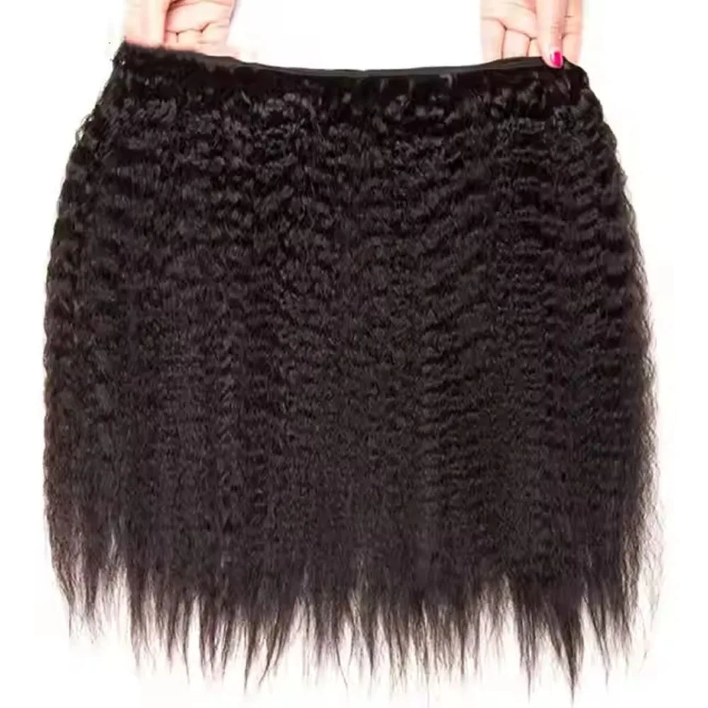 30 Inch Raw Hair Bundles Kinky Straight 3 4 Bundles 100% Human Hair Sew In Bundles Brazilian Virgin Remy Yaki Straight Bundles