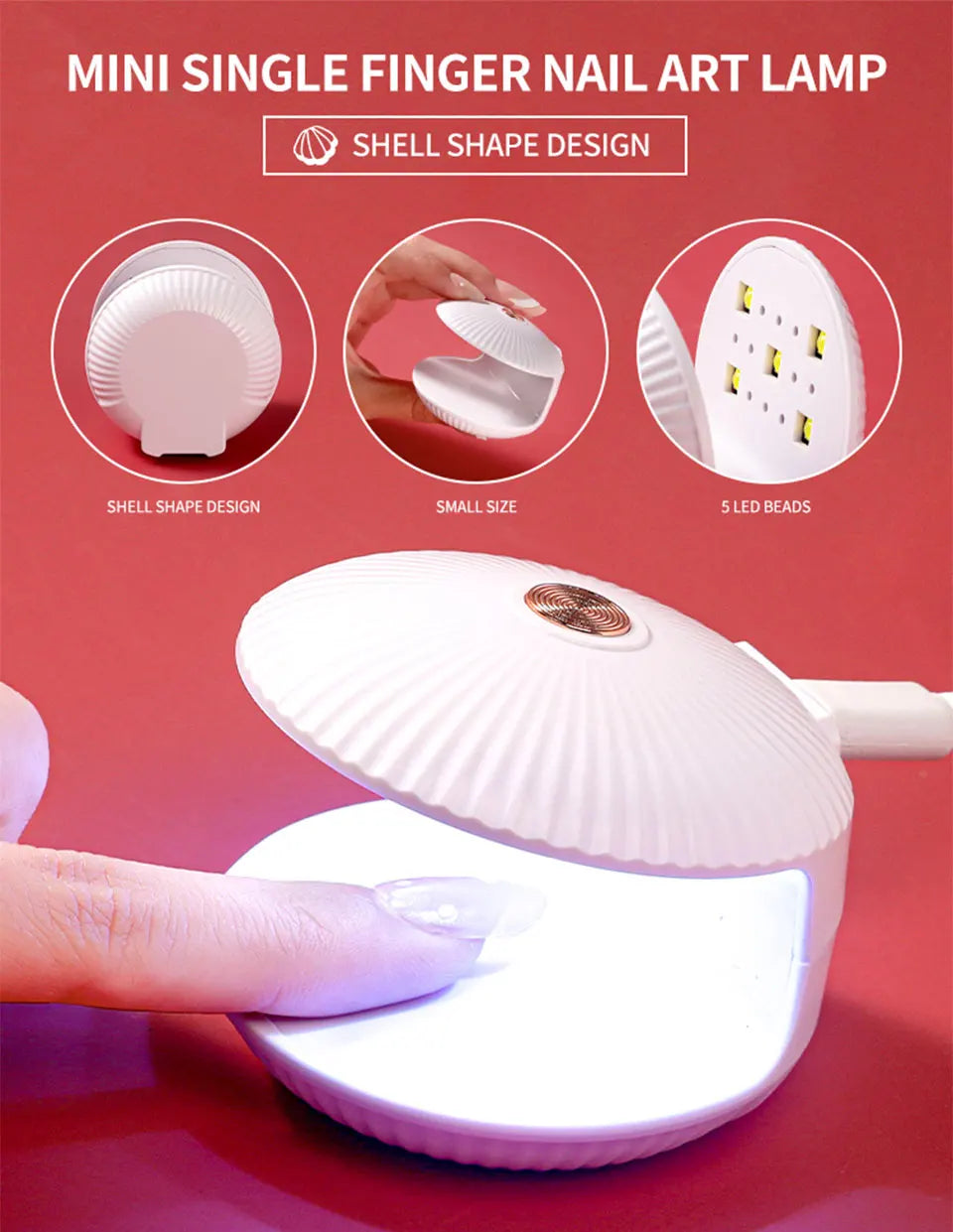 Mini Nail Dryer UV LED Lamp Machine Shell Single Finger Phototherapy Machine for Nails UV Gel Polish Quick Drying Manicure Tools