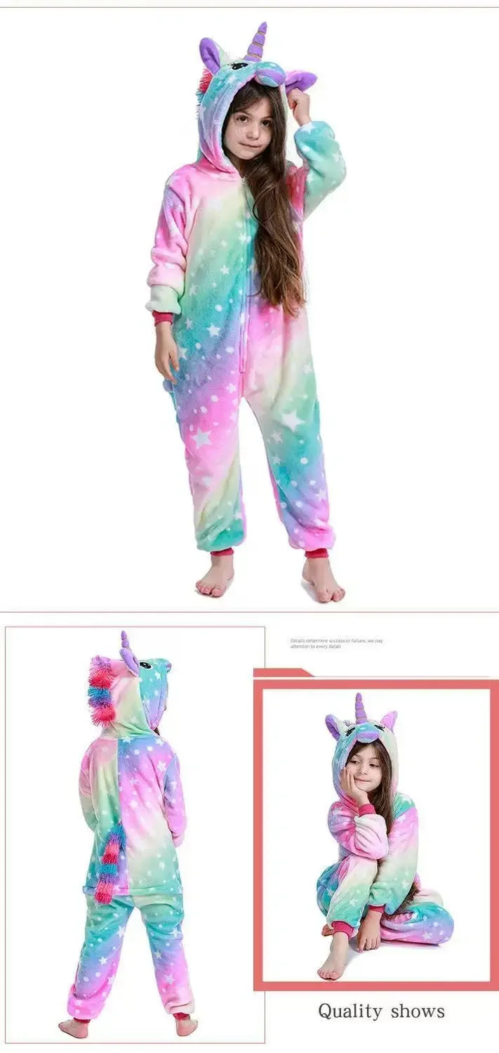 Dinosaur Cosplay Children's Costume Cute Kids Sleepwear Flannel Animal Onesies Boys Girls Pajamas Christmas Party Jumpsuit