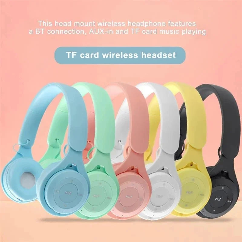 Y08 Macaron Wireless Bluetooth Headband Headphones with Mic Stereo Gaming Headset Gamer Girl Gift for Mobile Tablet