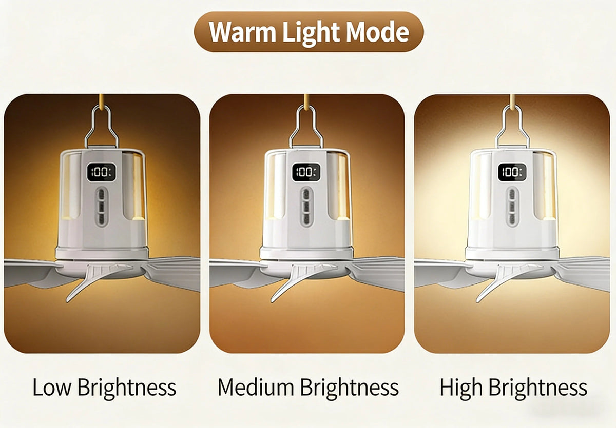 10800mAh Outdoor Camping Fan Portable Ceiling Fans Tent Ventilator Cooler Rechargeable Electric Fan Remote Control LED Lighting