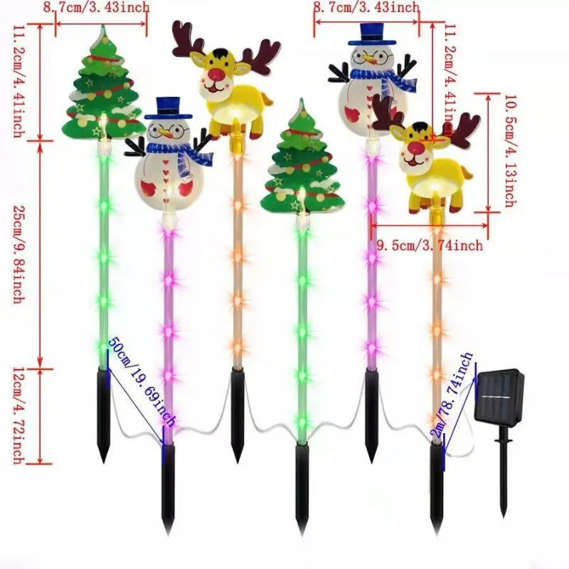 5/6pcs/set Christmas Snowman Santa Claus Solar Garden Light Warm White Waterproof Stake Lamp Garden Outdoor Christmas Decoration