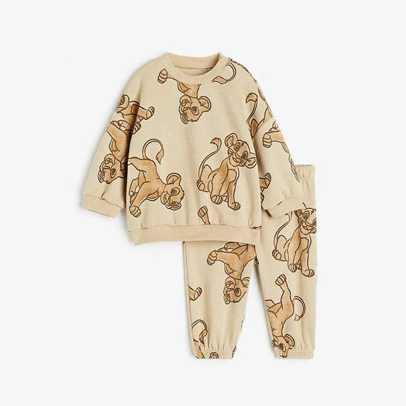 New Autumn Sweatshirt Outfits Cartoon Print Hoodies+Pants 2Piece Set Outer Wear Cotton Long-sleeved Suits Boys Child Costume