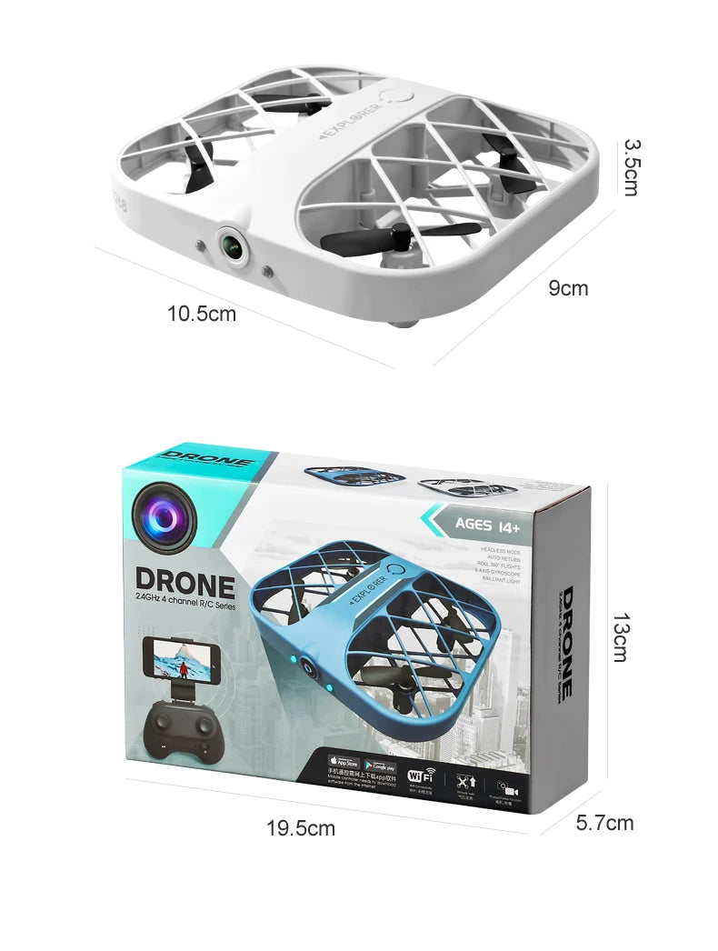 Mini Drone With 4k Professional Camera Air Hover 360° Roll Wide-Angle Camera Portable Long Life Remote Control Helicopter Toy