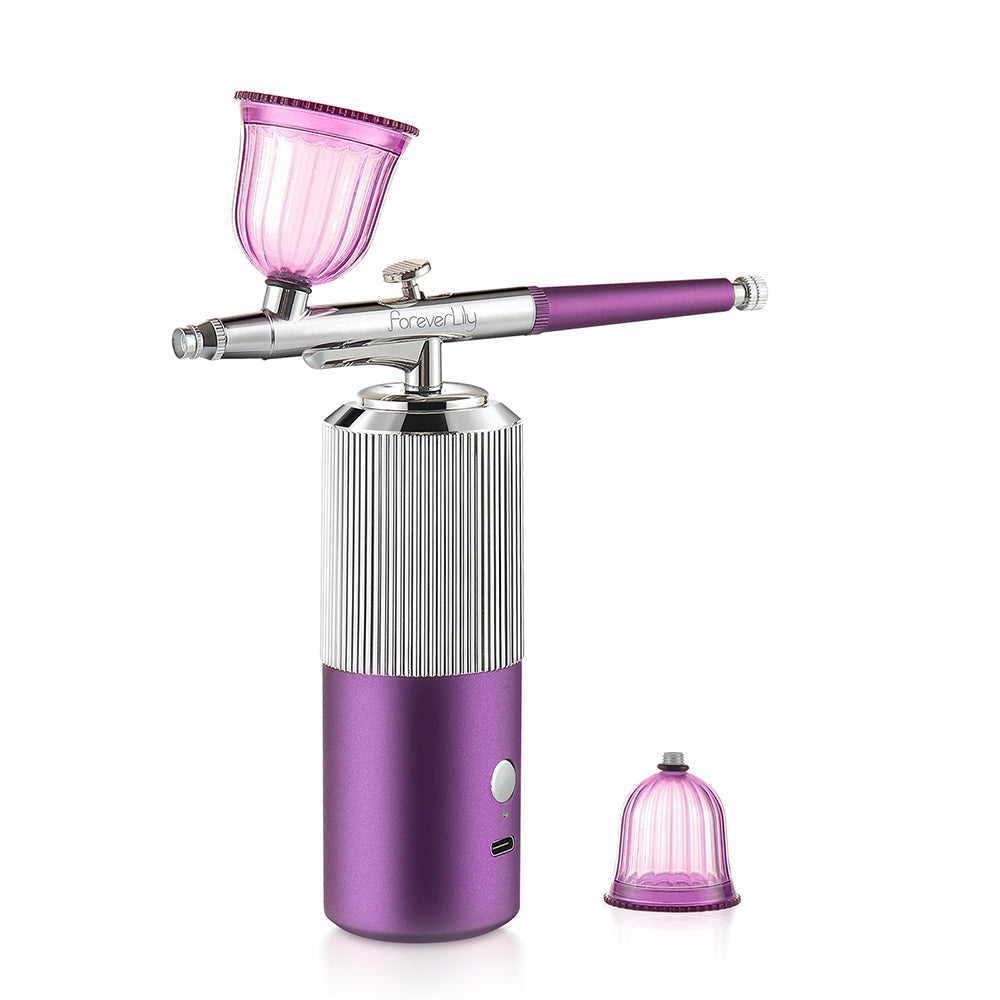 Top 0.3mm Pink Mini Air Compressor Kit Air-Brush Paint Spray Gun Airbrush For Nail Art Tattoo Craft Cake Nano Fog Mist Sprayer