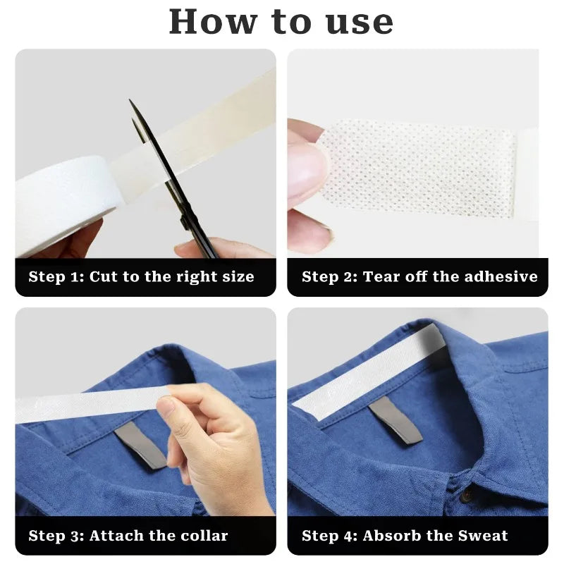Sweat Uptake Collar Sticker Shirt Quickly Absorb Sweat Tape Clothing Anti Dirty Collar Stickers Hat Brim Cuttable Thin Patch