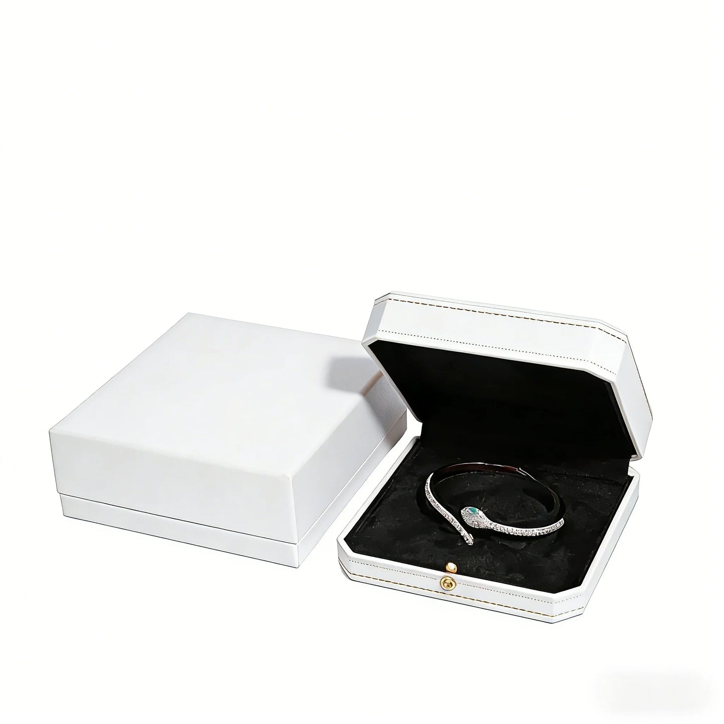 Customizable LOGO Vintage Octagonal Gold Text Storage Box Ring Earnail Bracelet  Jewelry Packaging Case Collection Storage Box
