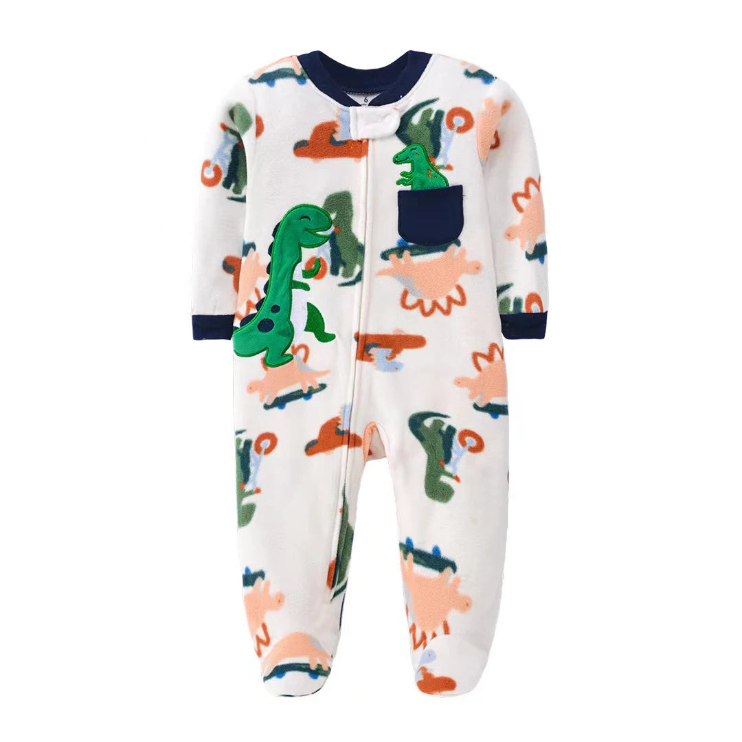 Winter Baby Boy Girl Rompers Clothes Zipper Fleece Autumn Warm Newborn Infants Pajamas Outfit Animal Jumpsuit Clothing 0 -12 M