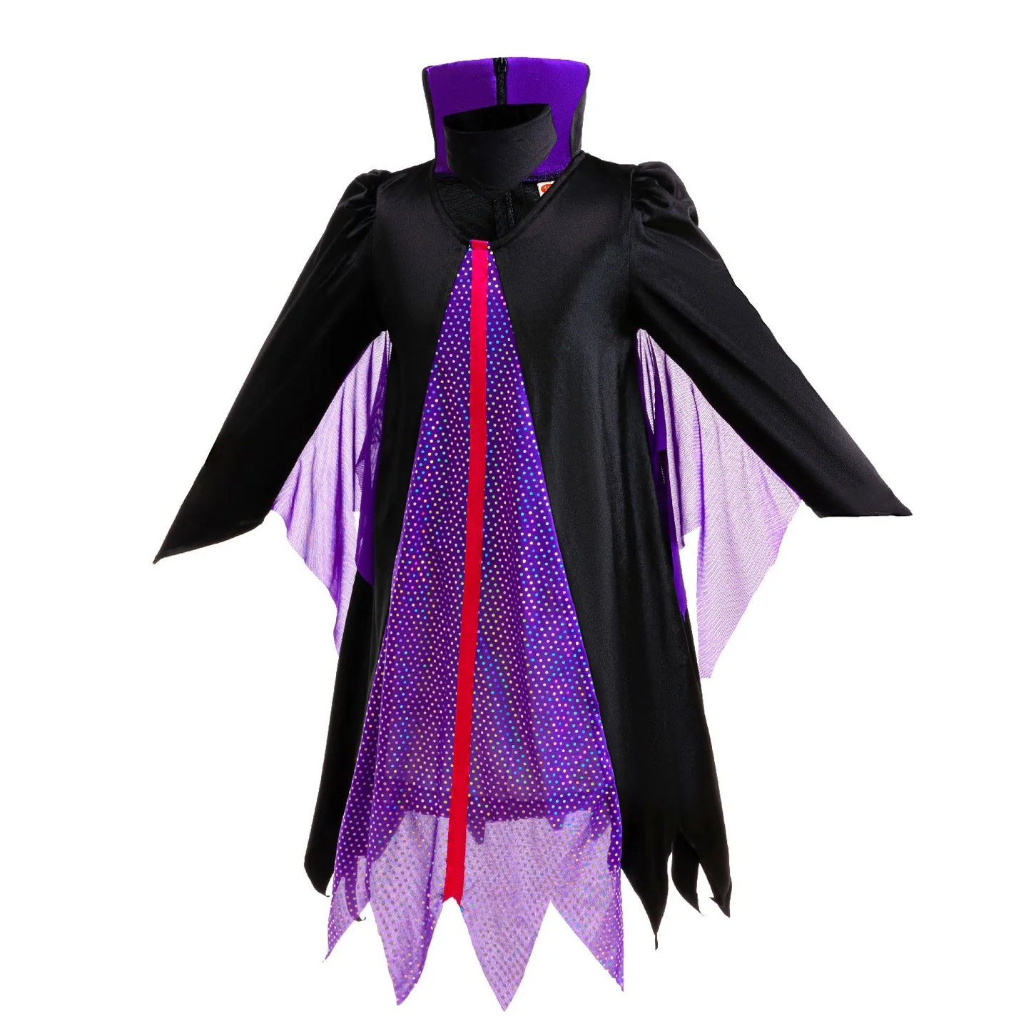 Halloween Costume Girls Cartoon Maleficent Cosplay Dress Children Fancy Witch Disguise Robe Carnival Devil Queen Dot Tulle Frock