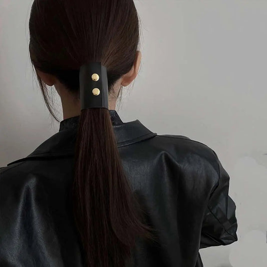 Hair Accessories Girl's Headwear Hair Wrap Korean Style Hair Cuff Ponytail Holder PU Leather Hair Band Women's hair clips