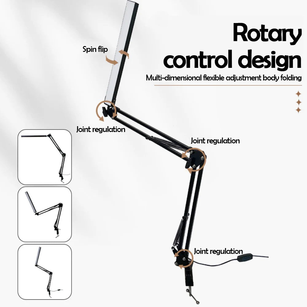 LED Single-Head Eye-Caring Desk Lamp 10 Brightness Levels 3 Lighting Mode Flexible Gooseneck Clamp Study Lamp USB PC Monito Lamp