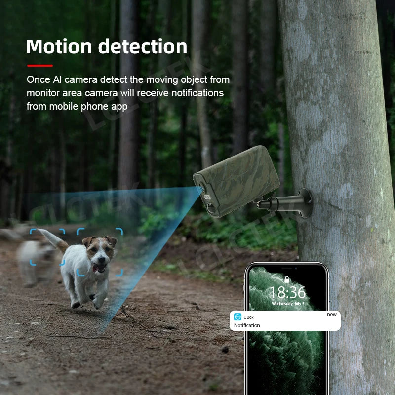 LCLCTEK 4MP 4G SIM Card Mobile App Trail Hunting Battery Powered Camera PIR Detection Outdoor IP66 Wireless Security CCTV Camera