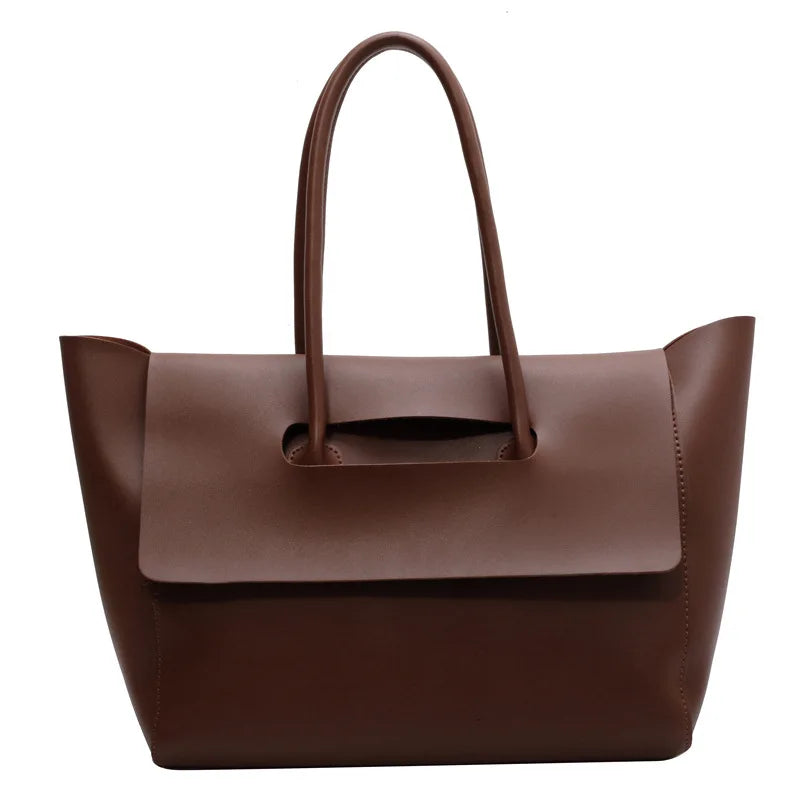 Large Capacity Women's Tote Bag Luxury PU Leather Shoulder Bag French Vintage Top-handle Handbag Casual Commute Shopper Bags