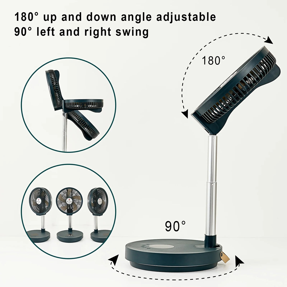 Retractable Fan with Speed Control & Timer, Remote Control, USB Charging, Indoor Outdoor Use, Portable Design
