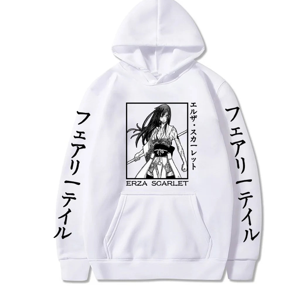 Fairy Tail Print Anime Men's Hoodie Erza Scarlet Clothes Tops Men's Loose Sweatshirts Hip Hop Streetwear Harajuku Male Pullover